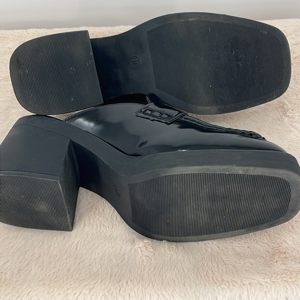 WILD FABLE WOMENS SIZE 10 Black Patent Leather Platform Loafers - Picture 7 of 7